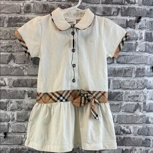 Burberry Ivory Polo Dress with Signature Check Accents